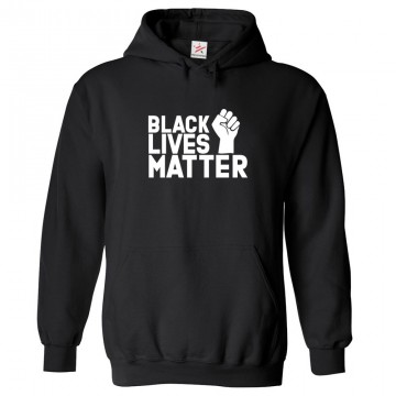 Black Lives Matter with Fist Sign Classic Unisex Kids and Adults Pullover Hoodie									 									 									